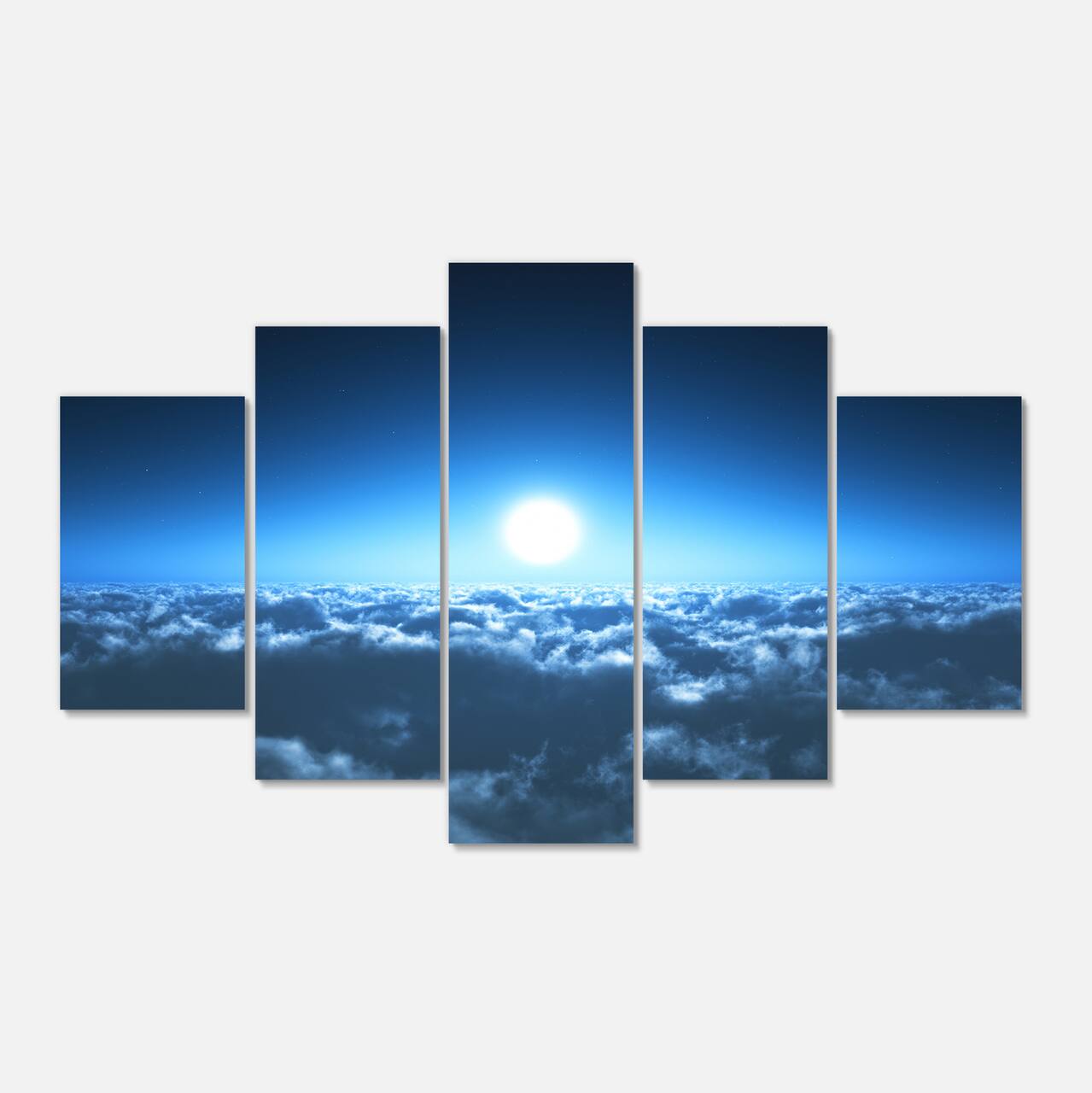 Designart - Night Flight above Clouds - Extra Large Wall Art Landscape
